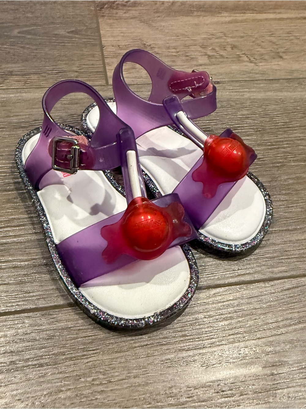 Mini Melissa Mar II Melting Sucker Purple Jelly T-strap Sandals